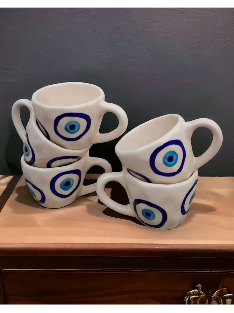     			Malaikah Evil Eye Cp & Sucr Geometric Ceramic Coffee Mug 200 mL ( Pack of 5 )