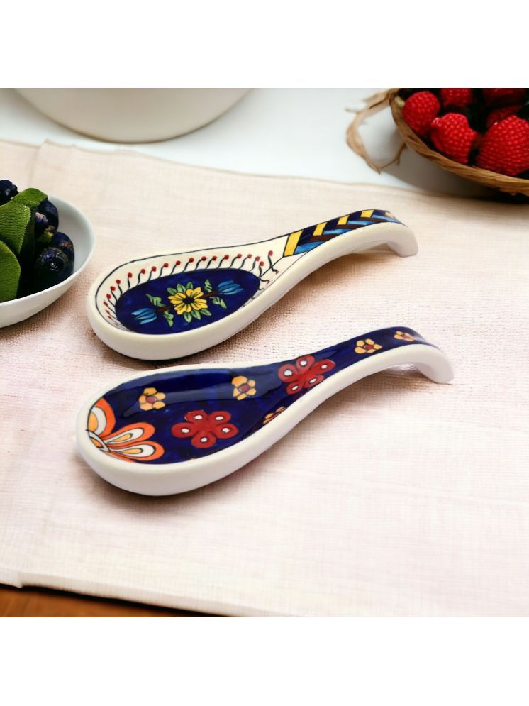     			Malaikah bluprnt blu spn Ceramic Printed Soup Spoon Multi Color ( Pack of 2 )