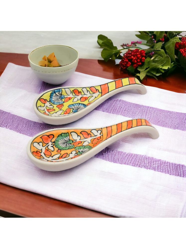     			Malaikah orng ylw spn Ceramic Printed Soup Spoon Multi Color ( Pack of 2 )