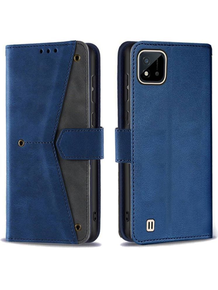     			Masque Blue Flip Cover Artificial Leather Compatible For Realme C20 ( Pack of 1 )