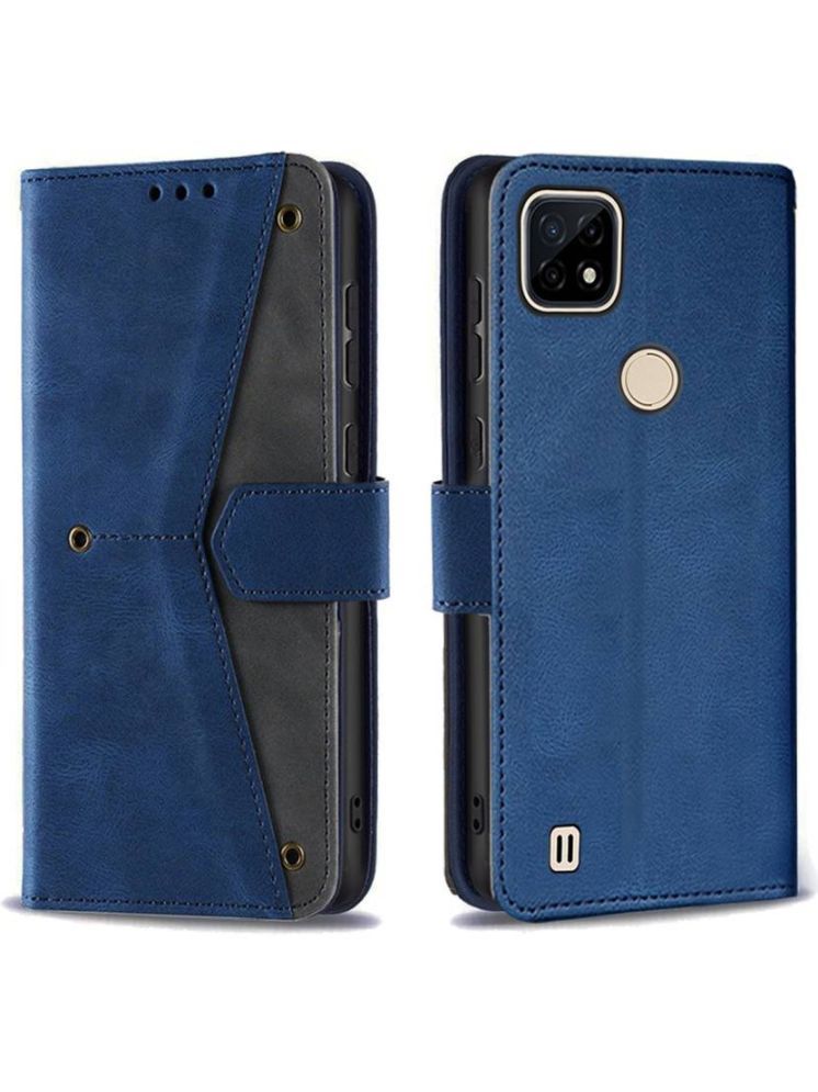     			Masque Blue Flip Cover Artificial Leather Compatible For Realme C21 ( Pack of 1 )