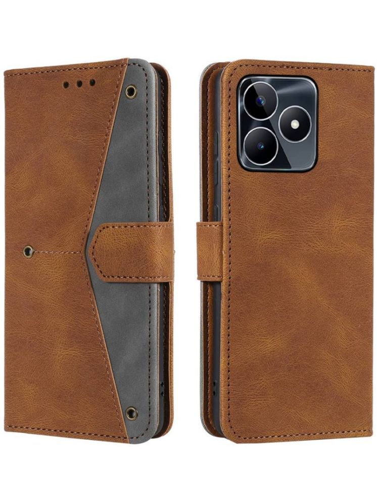     			Masque Brown Flip Cover Artificial Leather Compatible For Realme C51 ( Pack of 1 )