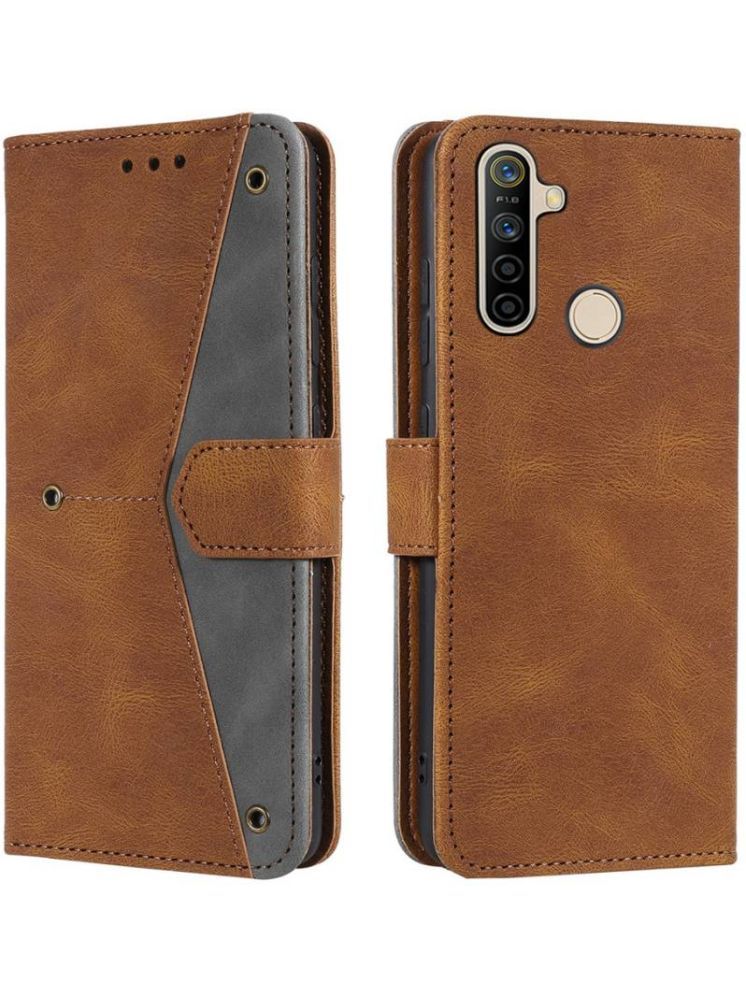     			Masque Brown Flip Cover Artificial Leather Compatible For Realme 5s ( Pack of 1 )