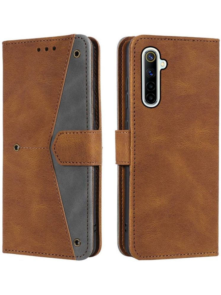     			Masque Brown Flip Cover Artificial Leather Compatible For Realme 6i ( Pack of 1 )