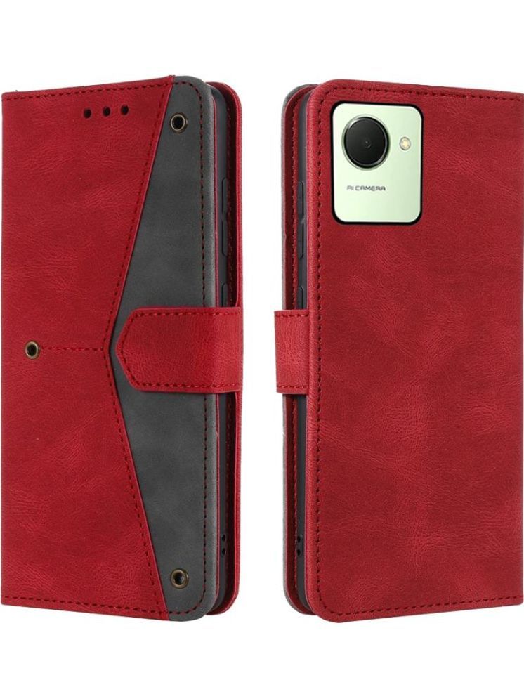     			Masque Red Flip Cover Artificial Leather Compatible For Realme C30 ( Pack of 1 )