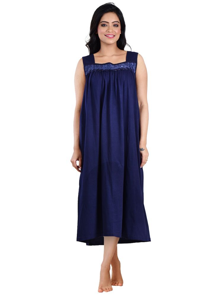     			PIYALI'S CREATION WOMEN'S Navy Blue Hosiery Women's Nightwear Nighty & Night Gowns ( Pack of 1 )