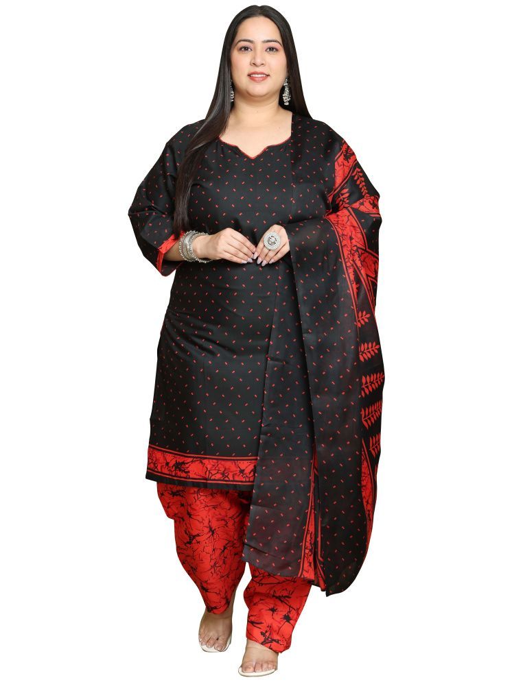     			Rajnandini Cotton Blend Printed Kurti With Patiala Women's Stitched Salwar Suit - Black ( Pack of 1 )