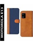 Knotyy Brown Flip Cover Artificial Leather Compatible For Motorola Moto E13 ( Pack of 1 )