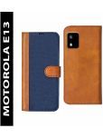 Knotyy Brown Flip Cover Artificial Leather Compatible For Motorola Moto E13 ( Pack of 1 )