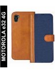 Knotyy Brown Flip Cover Artificial Leather Compatible For Motorola Moto E32 (India) ( Pack of 1 )