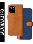 Knotyy Brown Flip Cover Artificial Leather Compatible For LAVA Yuva 2 Pro ( Pack of 1 )