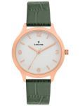 LOGUES WATCHES Green Leather Analog Womens Watch