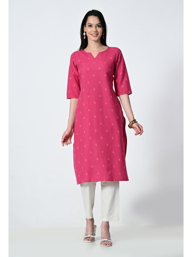     			ALL WAYS YOU Pack of 1 Cotton Blend Printed A-line Women's Kurti - ( Pink )