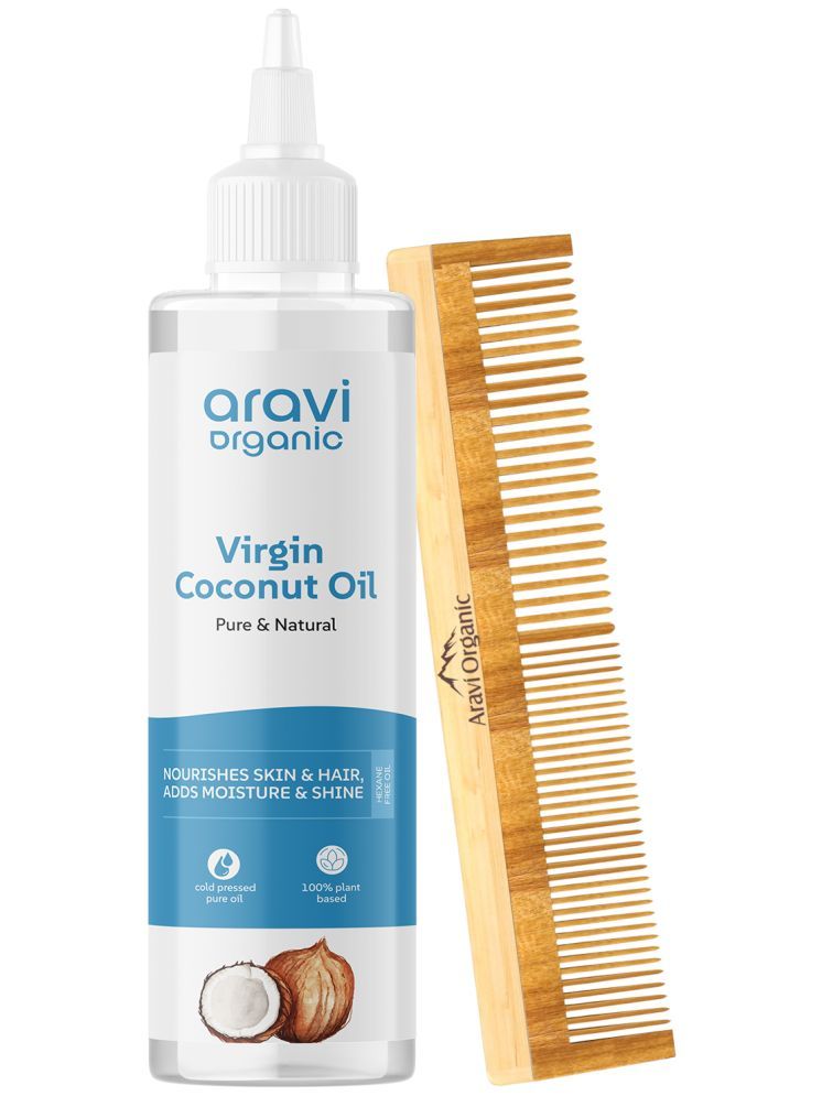     			Aravi Organic 100% Pure Cold Pressed Coconut Oil And Neem Comb For Hair Growth,Strengthens-Pack Of 2