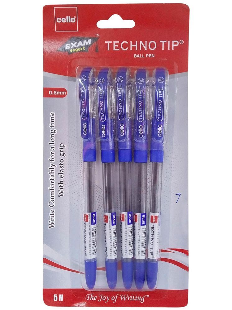     			Cello Techno Tip Ball Pen 5Ct- Blue (Pack of 8)