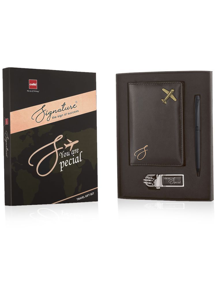     			Cello Signature Premium Ball Pens Carbon Travel Gift Set)