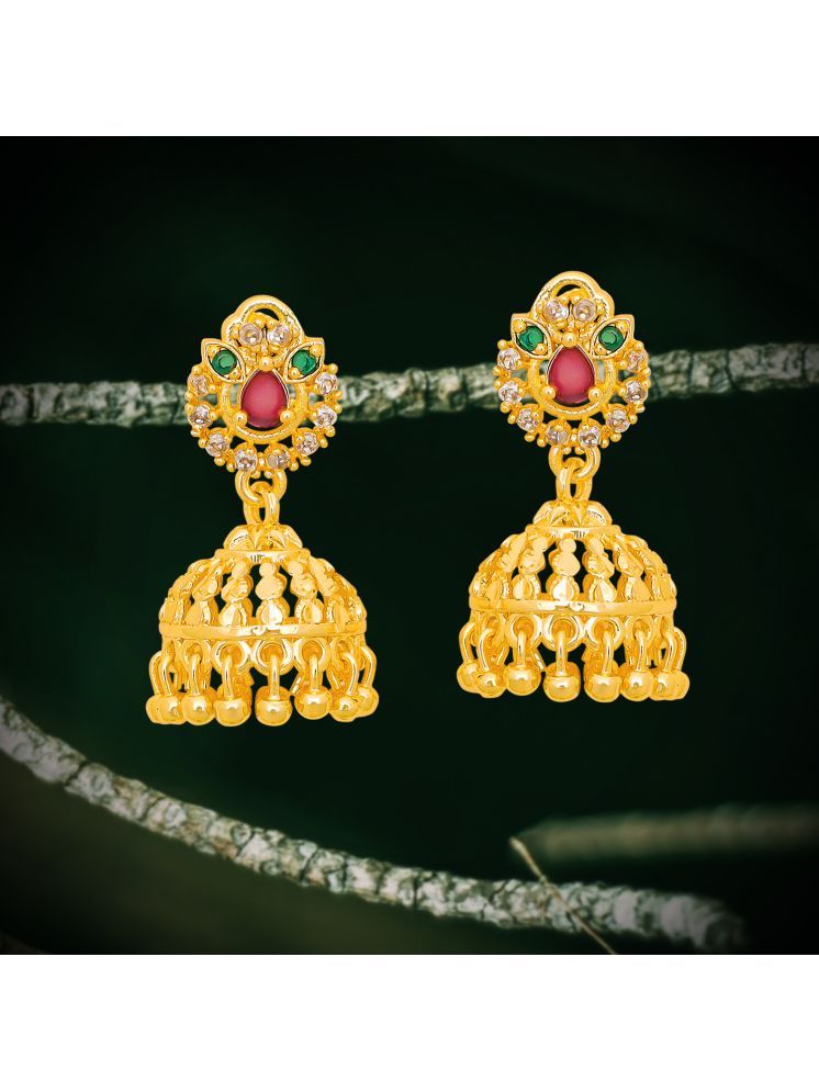     			Drashti Collection Golden Jhumki Earrings ( Pack of 1 )