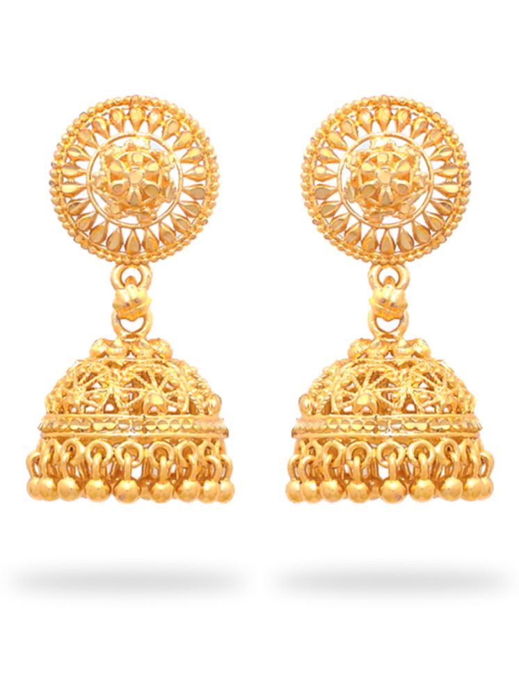     			Drashti Collection Golden Jhumki Earrings ( Pack of 1 )