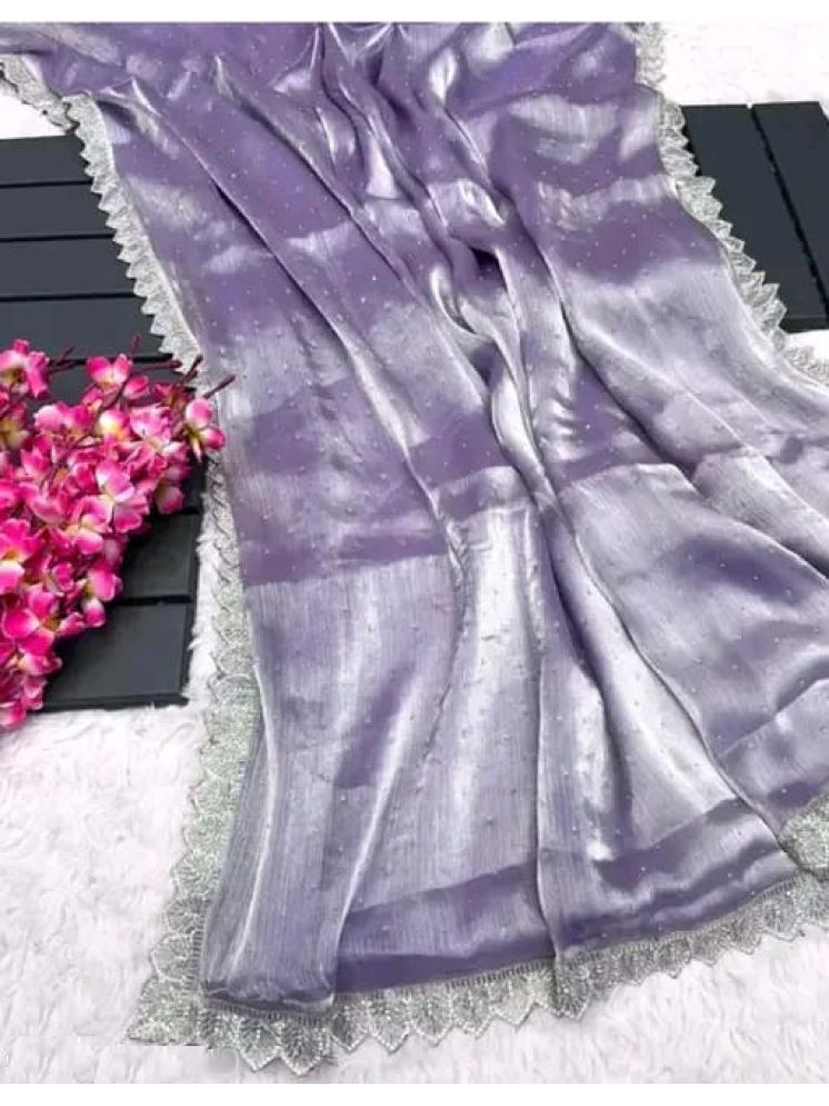     			KanjiQueen Pack of 1 Silk Solid Saree With Blouse Piece ( Lavender )