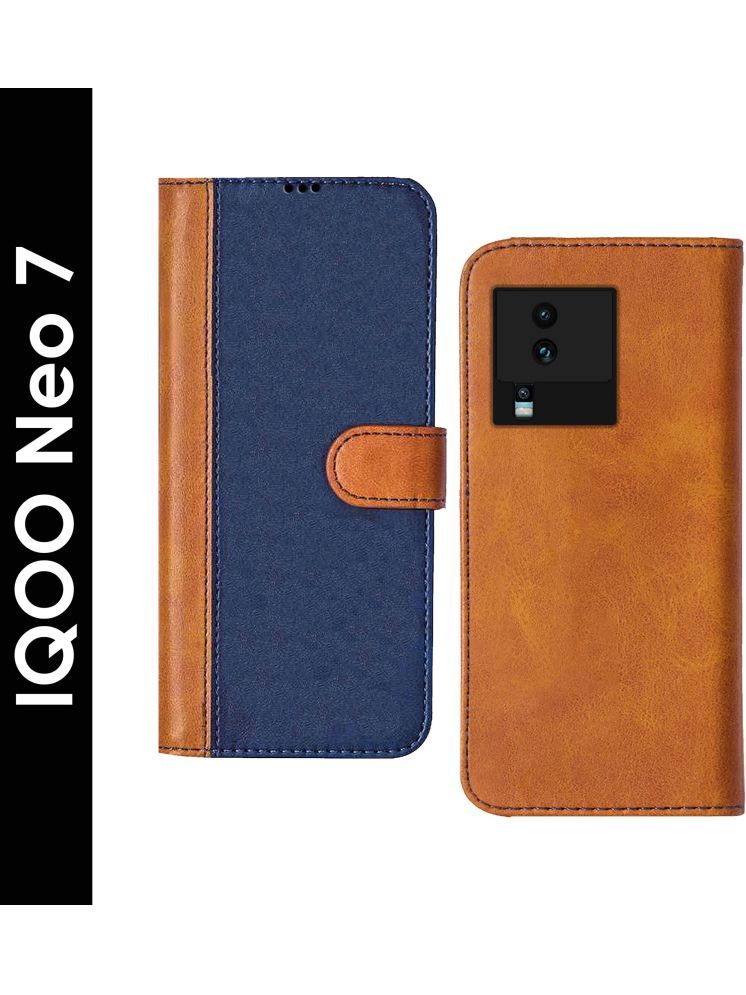     			Knotyy Brown Flip Cover Artificial Leather Compatible For vivo iQOO Neo 7 ( Pack of 1 )