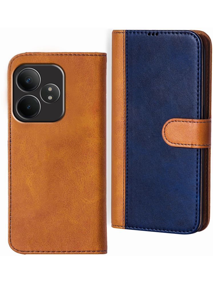     			Knotyy Brown Flip Cover Artificial Leather Compatible For Realme GT 6T 5G ( Pack of 1 )