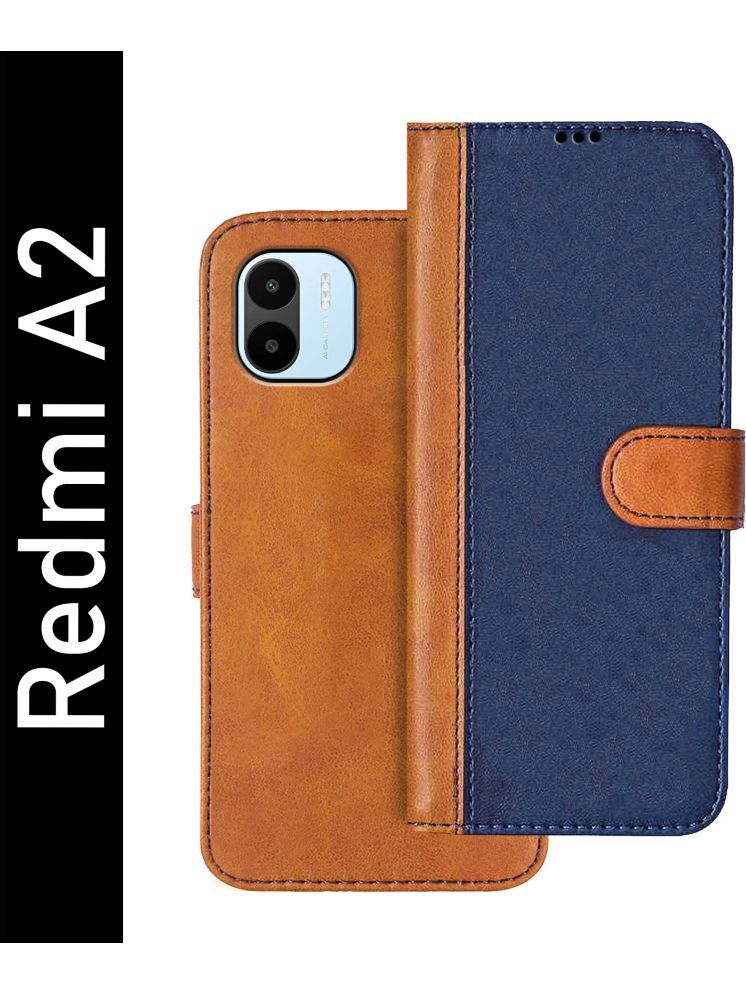     			Knotyy Brown Flip Cover Artificial Leather Compatible For Redmi A2 ( Pack of 1 )