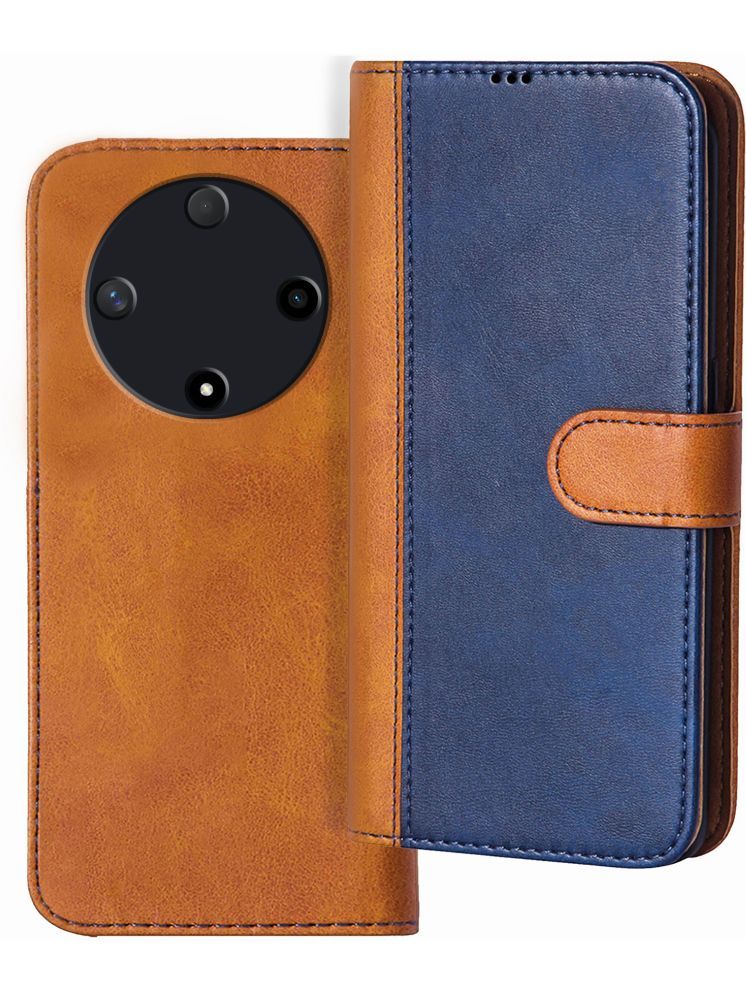     			Knotyy Brown Flip Cover Artificial Leather Compatible For Honor X9b 5G ( Pack of 1 )