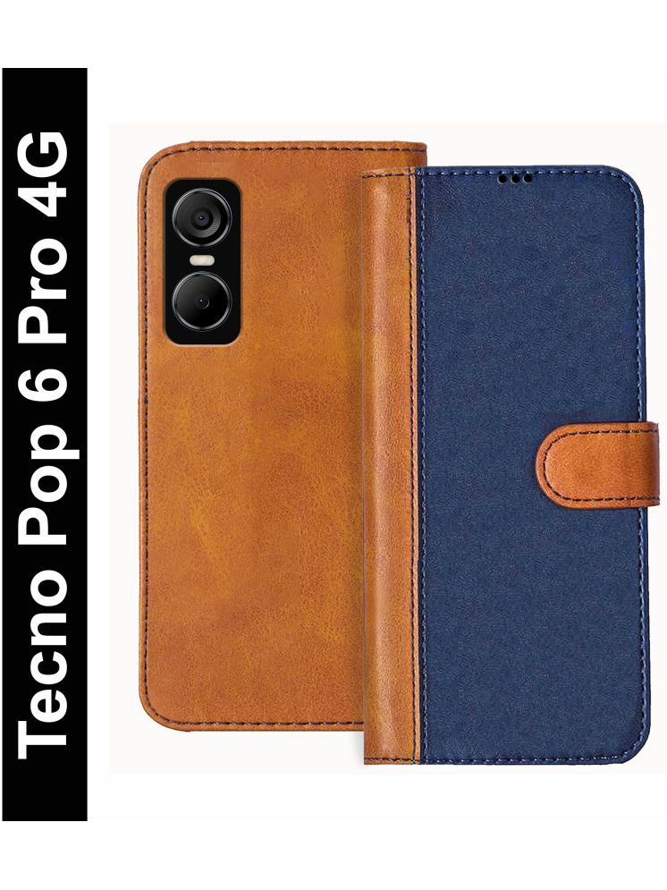     			Knotyy Brown Flip Cover Artificial Leather Compatible For Tecno Pop 6 Pro ( Pack of 1 )