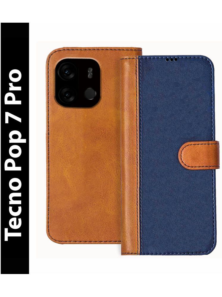     			Knotyy Brown Flip Cover Artificial Leather Compatible For Tecno Pop 7 Pro ( Pack of 1 )