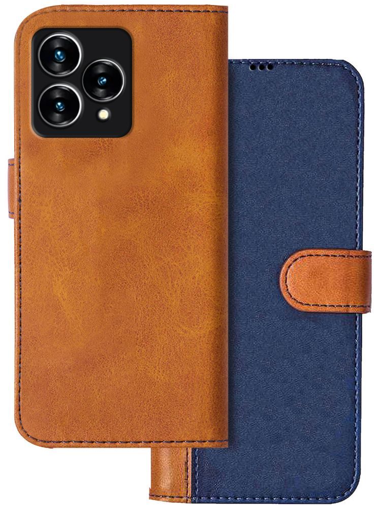     			Knotyy Brown Flip Cover Artificial Leather Compatible For Lava Blaze Curve 5G ( Pack of 1 )