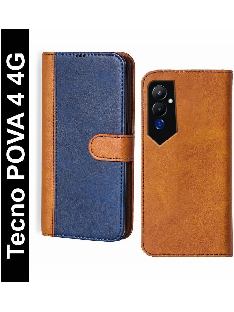     			Knotyy Brown Flip Cover Artificial Leather Compatible For Tecno POVA 4 ( Pack of 1 )