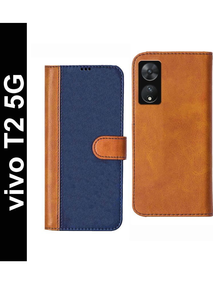     			Knotyy Brown Flip Cover Artificial Leather Compatible For vivo T2 5G ( Pack of 1 )