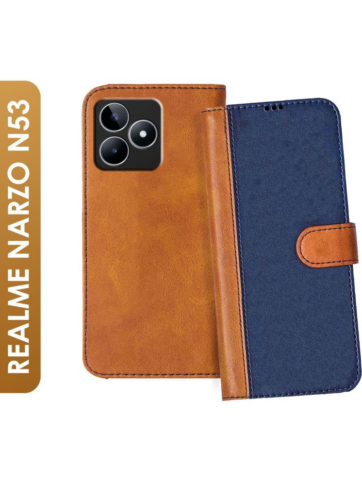     			Knotyy Brown Flip Cover Artificial Leather Compatible For realme Narzo N53 ( Pack of 1 )