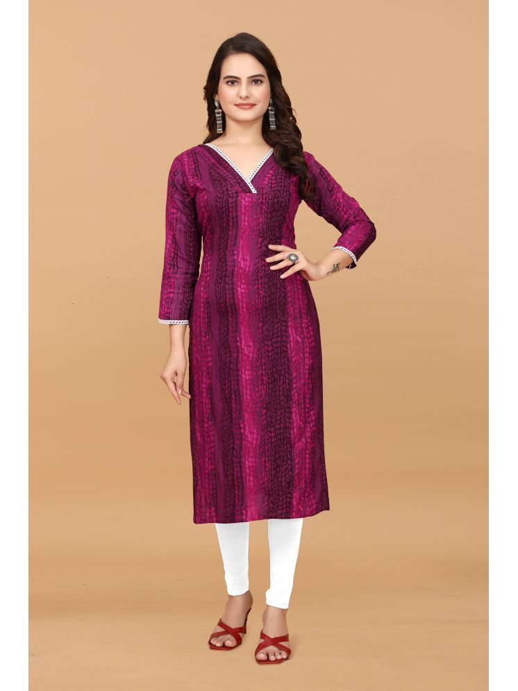     			PATDOM Pack of 1 Rayon Dyed Straight Women's Kurti - ( Pink )