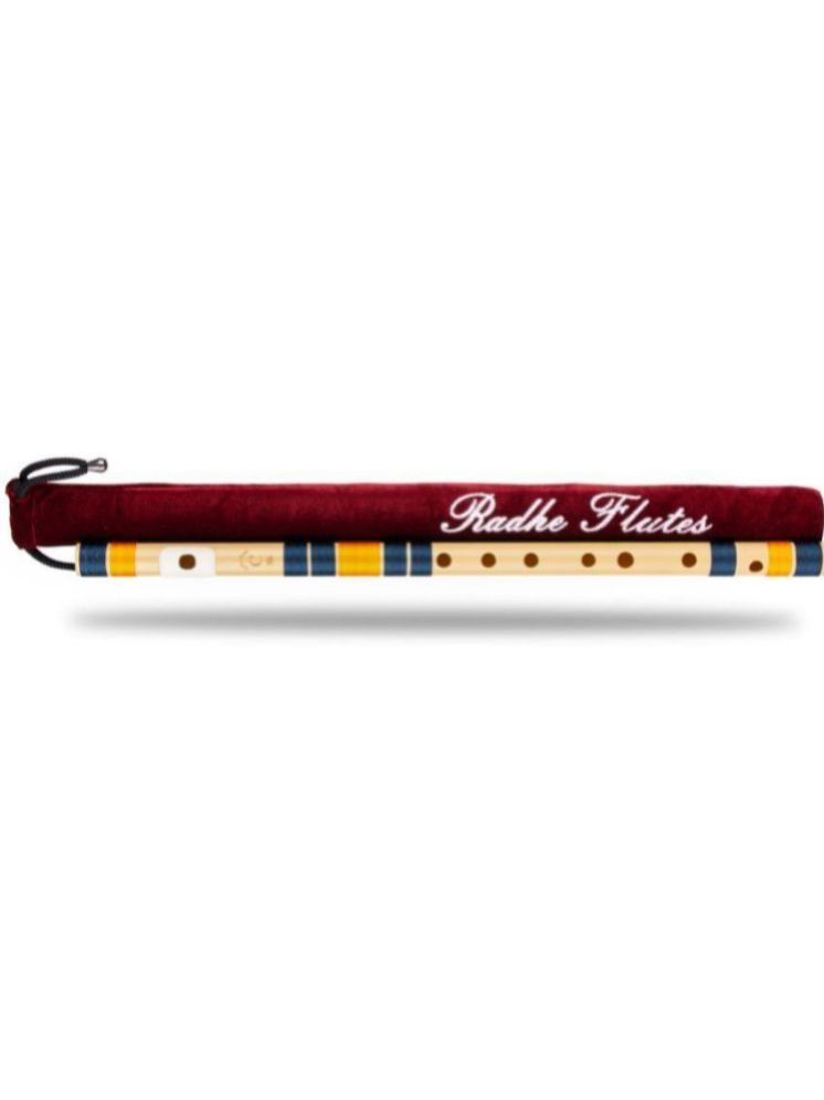     			Radhe Flutes Right Handed C Natural With Velvet Cover Tuned With Tanpura A=440Hz PVC Fiber Dark Blue & Orange