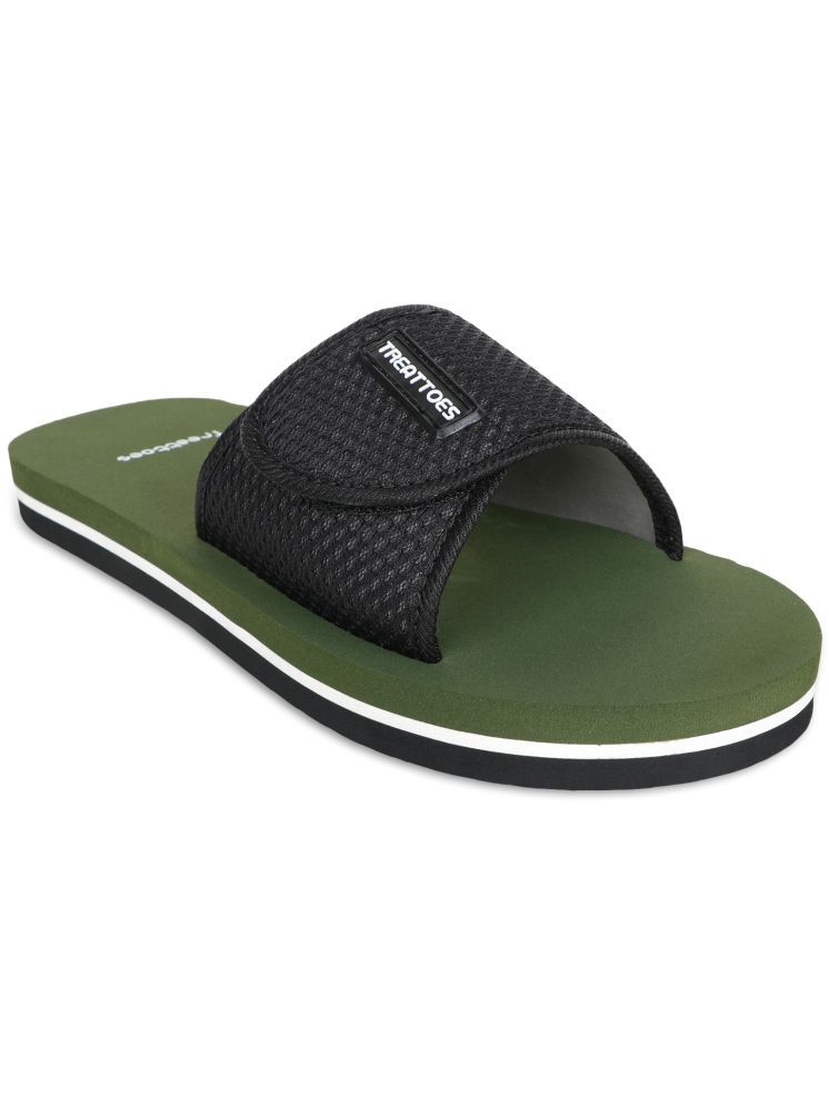     			TREATTOES Green Men's Slide Flip Flop