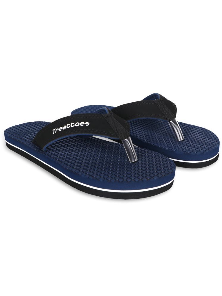     			TREATTOES Navy Blue Men's Massage Flip Flop