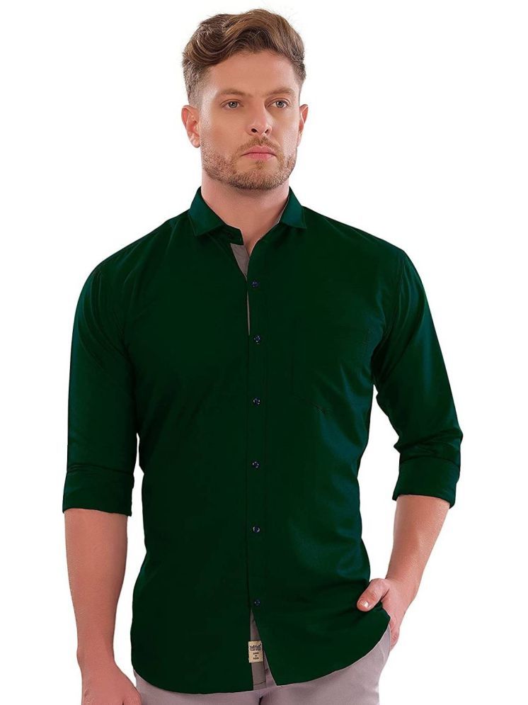     			VERTUSY Cotton Blend Regular Fit Solids Full Sleeves Men's Casual Shirt - Green ( Pack of 1 )