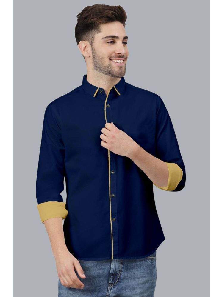     			VTEXX Cotton Blend Regular Fit Solids Full Sleeves Men's Casual Shirt - Navy ( Pack of 1 )