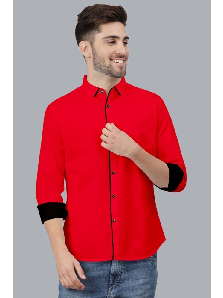     			VTEXX Cotton Blend Regular Fit Solids Full Sleeves Men's Casual Shirt - Red ( Pack of 1 )