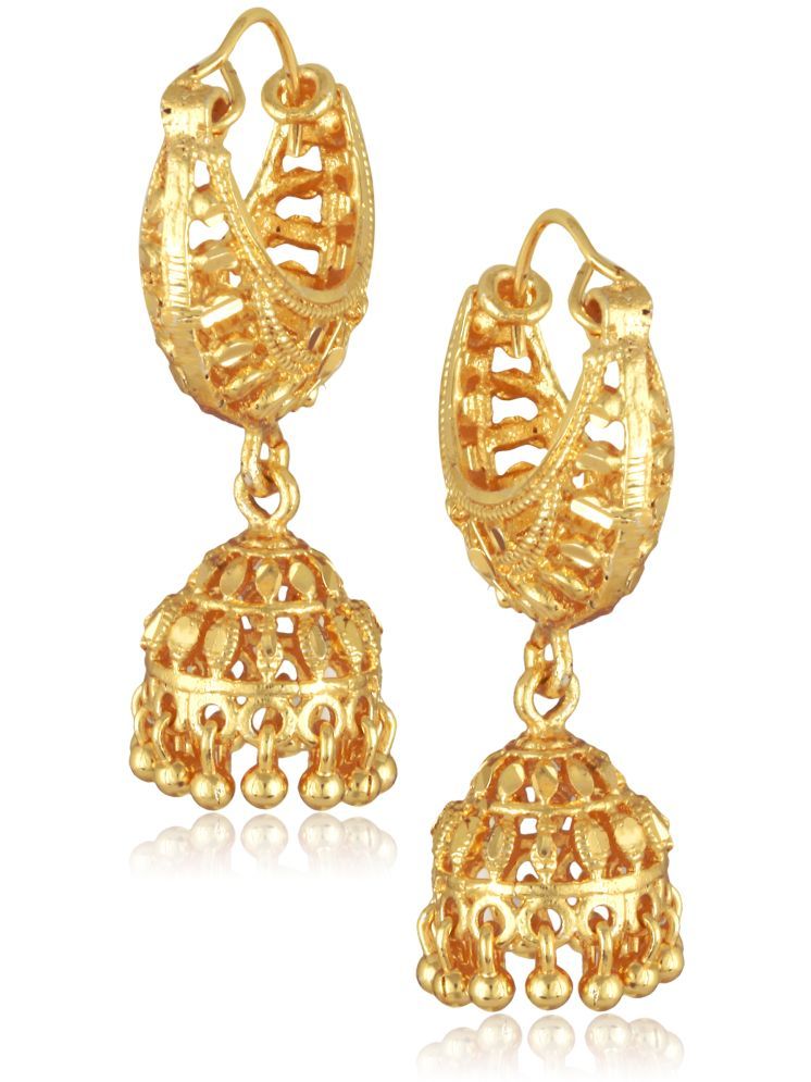     			Vighnaharta Golden Jhumki Earrings ( Pack of 1 )