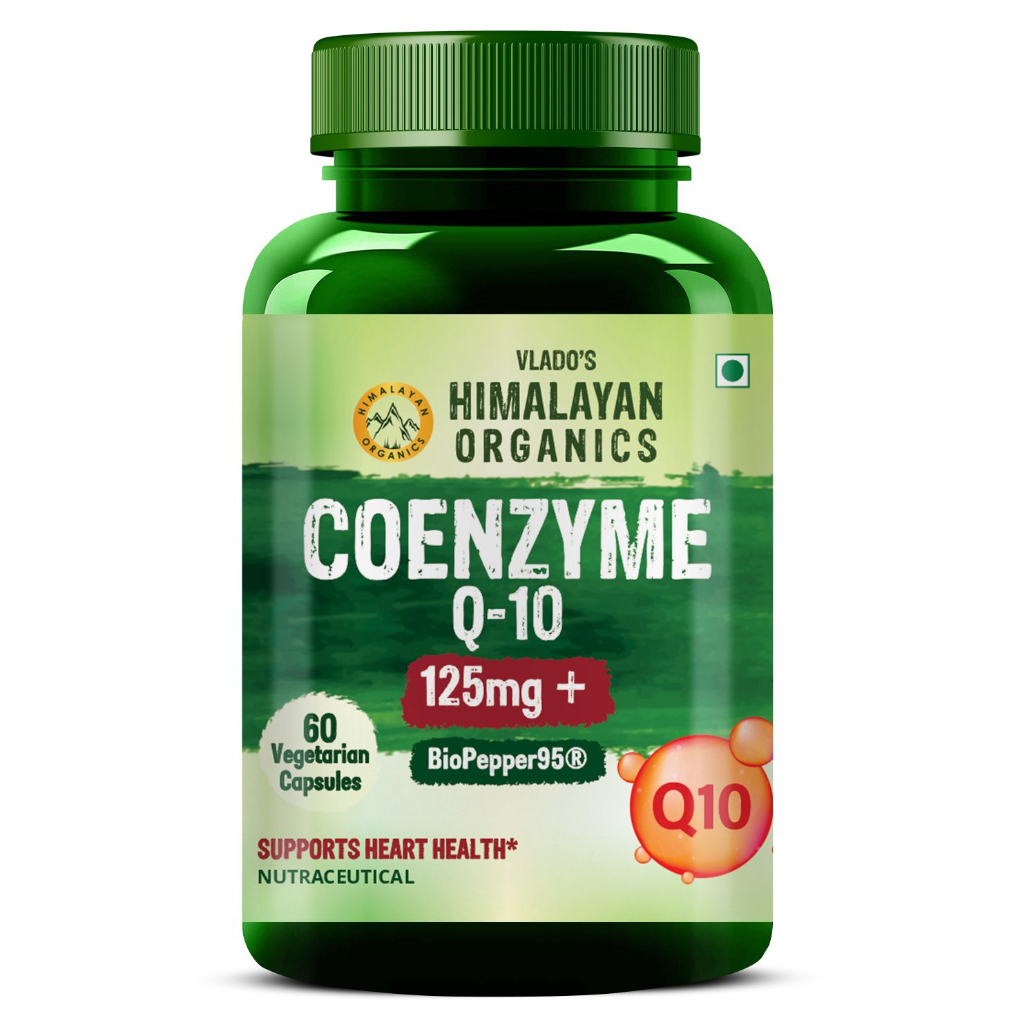     			Vlado's Himalayan Organics CoQ10 -125mg With BioPepper -5mg , COENZYME Q-10 125mg Supplement 60 No.s