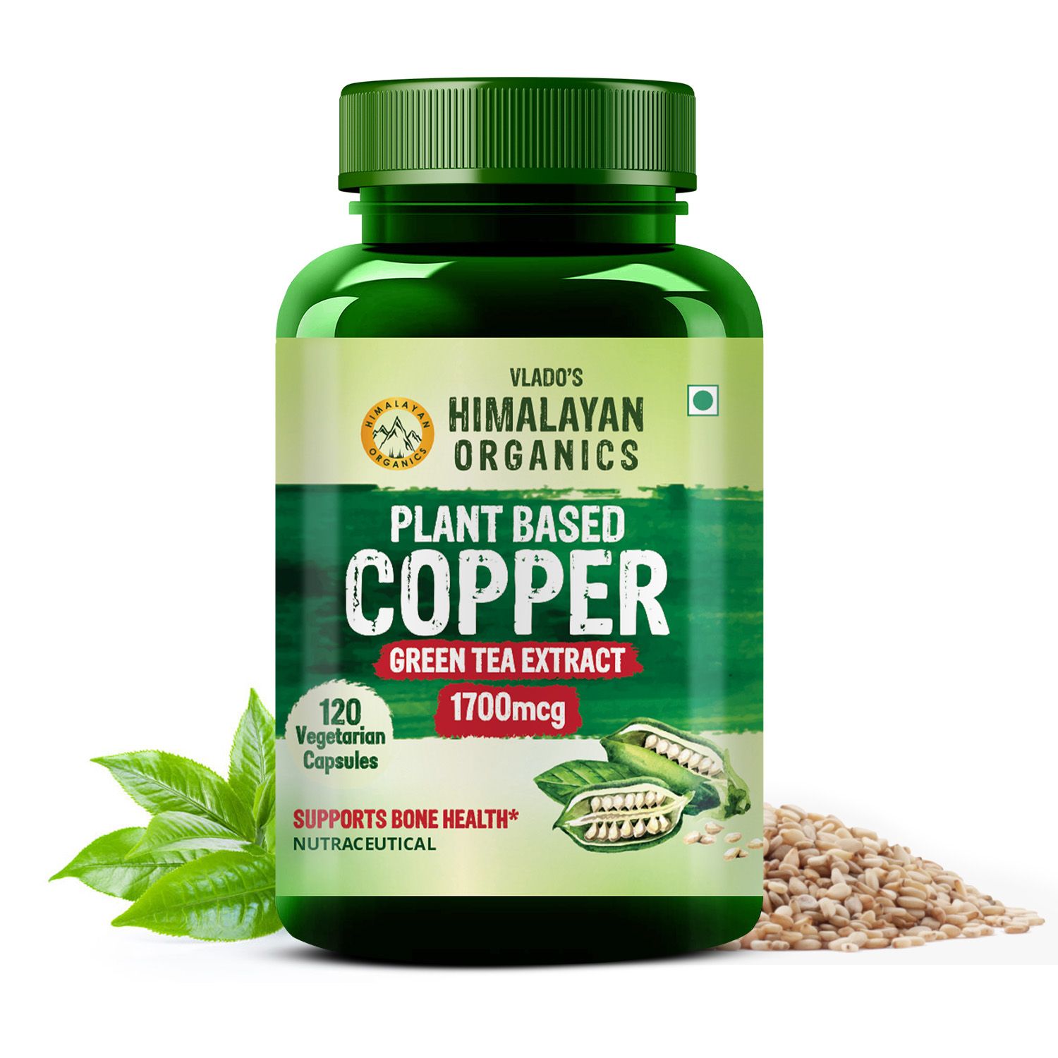     			Vlado's Himalayan Organics Plant Based Copper 1700mcg with Green Tea Extract 120 Caps