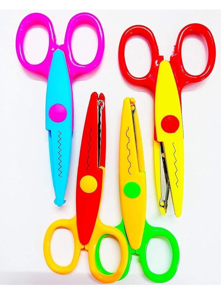     			Eclet Designer Shape Cutter Scissor Pack of 4 Different Design, Zig Zag Scissor for DIY Craft Work, Project Work, Border Making and Scrapbooking, Multicolor, Designer Shape Scissor Pack of 4