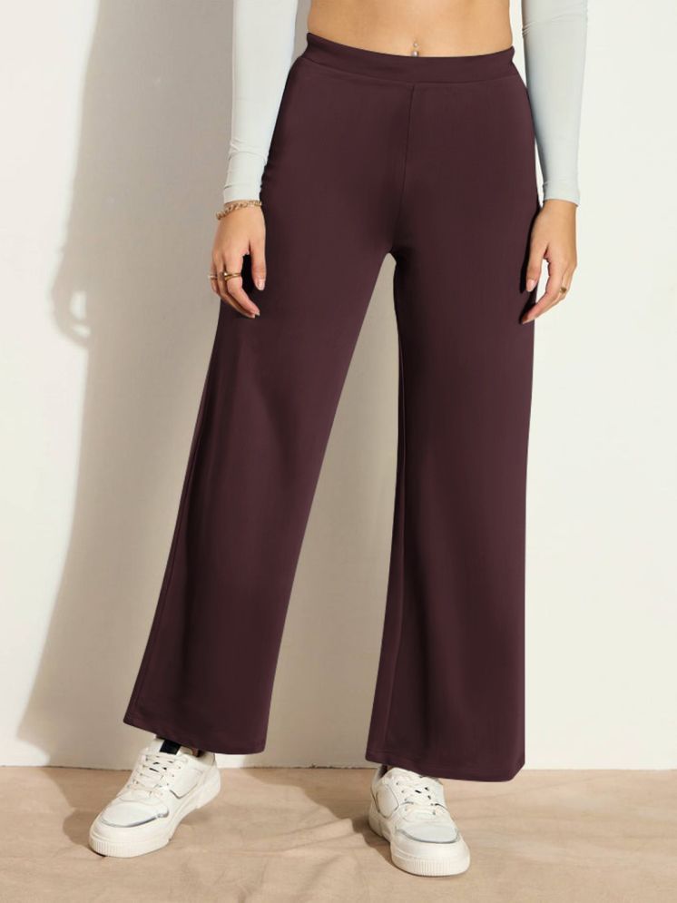     			HELLCAT Pack of 1 Cotton Blend Wide leg Women's Palazzos ( Burgundy )