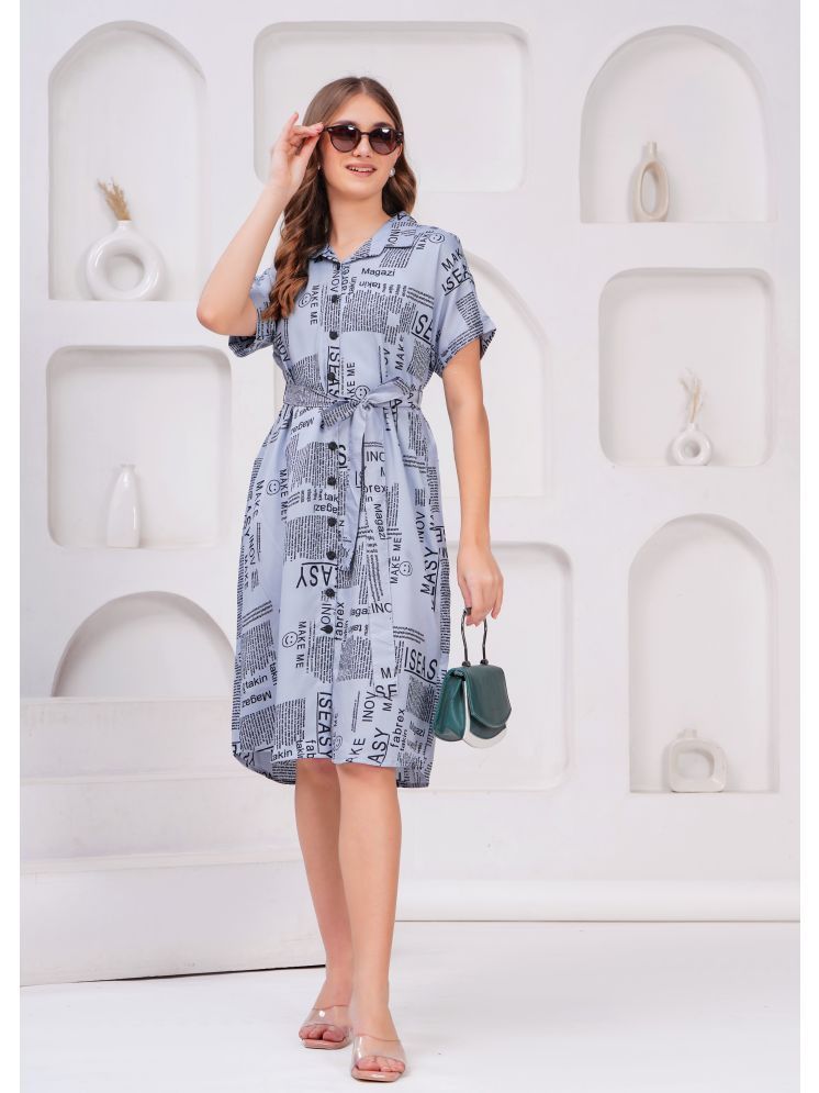     			JC4U Crepe Self Design Midi Women's Fit & Flare Dress - Grey ( Pack of 1 )