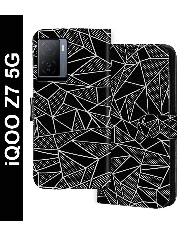     			Knotyy Black Flip Cover Artificial Leather Compatible For iQOO Z7 5G ( Pack of 1 )