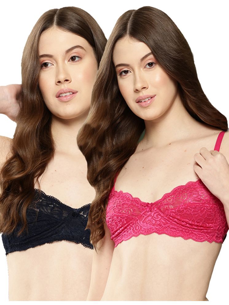     			Leading Lady Pack of 2 Nylon Non Padded T-Shirt Bra For Women ( Navy Blue )