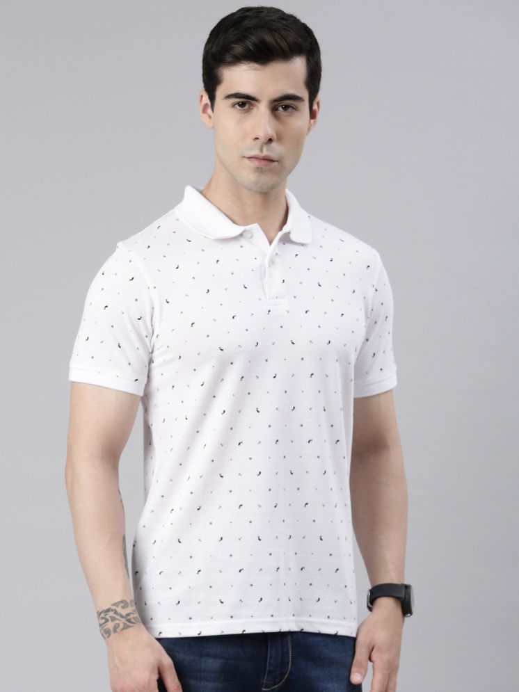     			Lucky Roger Pack of 1 Cotton Blend Regular Fit Printed Half Sleeves Men's Polo T Shirt ( White )