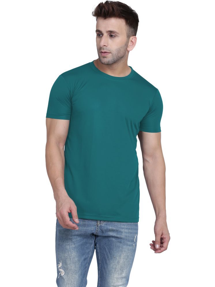     			TQH Polyester Regular Fit Solid Half Sleeves Men's Round T-Shirt - Teal Blue ( Pack of 1 )